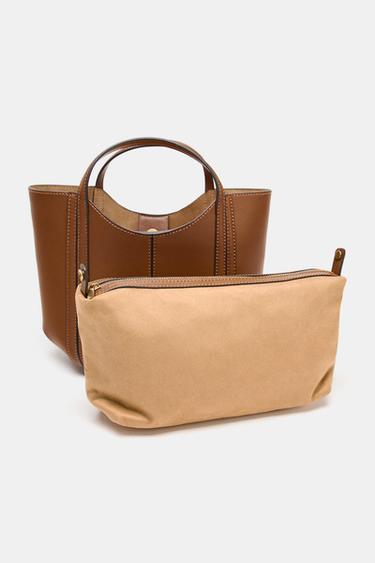 MINI CITY BAG WITH TOPSTITCHING - Dark tan by Zara - Image 4