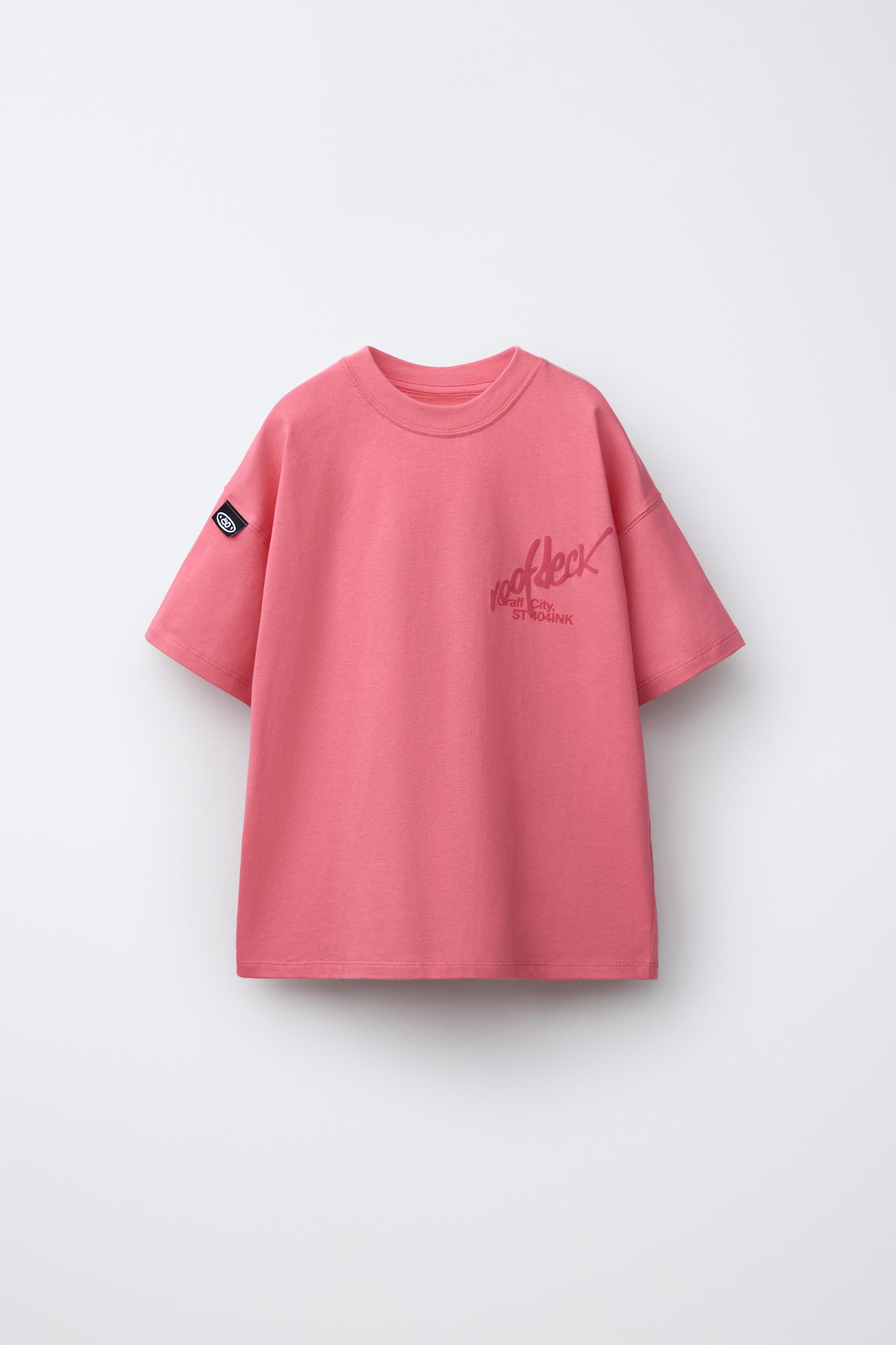 グラフィティプリントTシャツ - ピンク/ホワイト | ZARA Japan / 日本