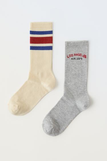Zara TWO-PACK OF LONG SPORTY SOCKS - Red / Navy