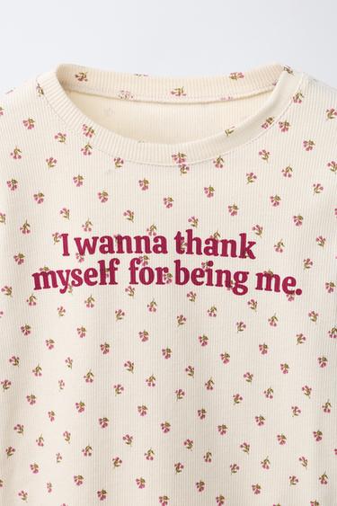 FLORAL AND SLOGAN T-SHIRT - Beige by Zara - Image 2