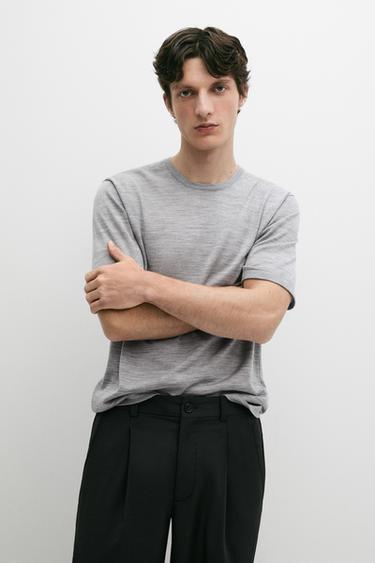 Zara Wool blend knit T-shirt - Anthracite grey