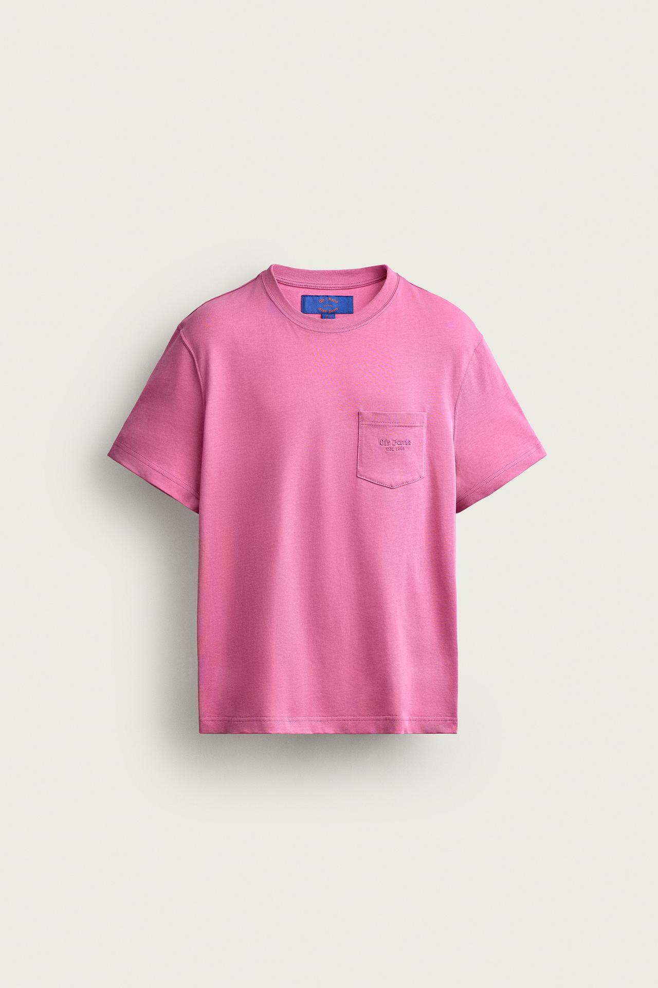 0FR. PARIS X ZARA EMBROIDERED POCKET T-SHIRT — Light pink