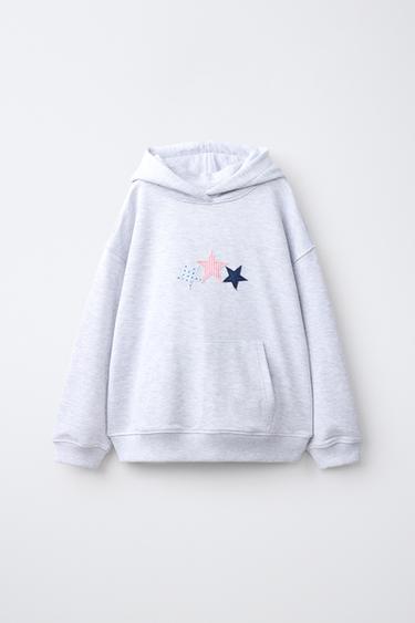 STAR PATCH HOODIE — Gray marl 1