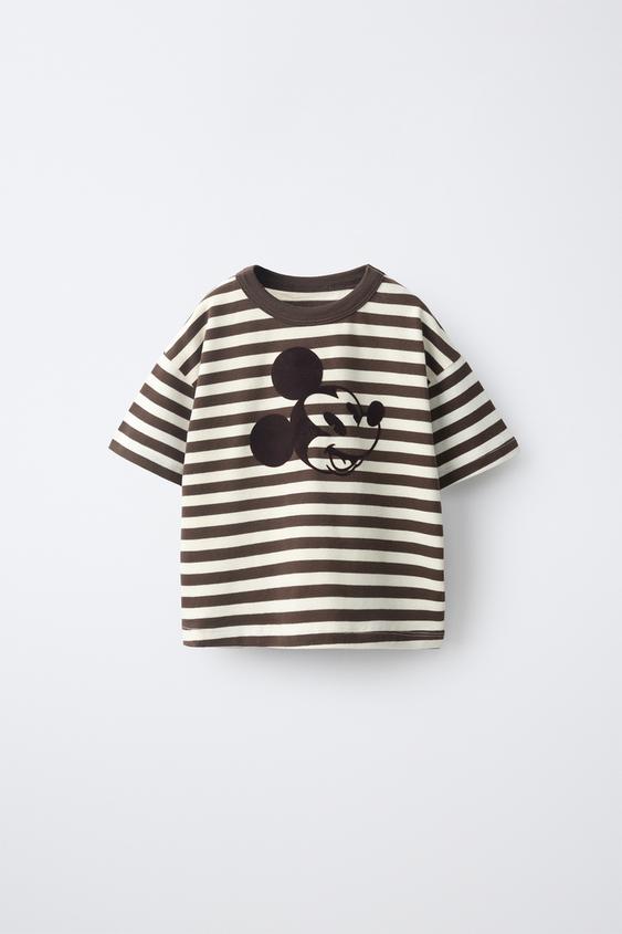 CAMISETA ESTAMPADA RAYAS FLOCK MICKEY MOUSE © DISNEY - Marrón de Zara - Imagen 0