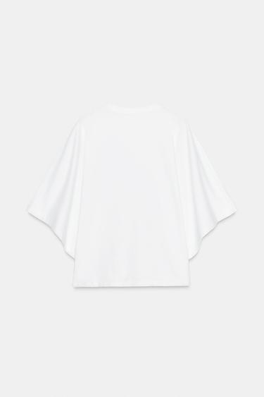 CAPE SLEEVE T-SHIRT - White by Zara