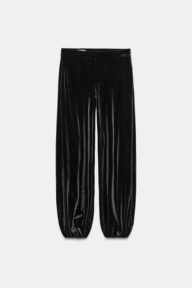Zara VELVET PANTS - Black
