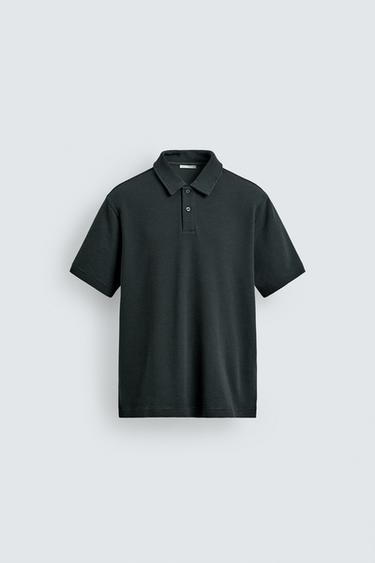 POLO WAFFLE BERTEKSTUR - Biru hijau dari Zara