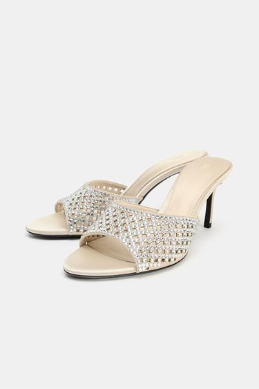 SANDALES À TALONS BRILLANTES - Blanc écru de Zara - Image 1