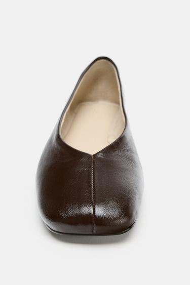 BALLERINES EN CUIR ÉDITION LIMITÉE - Marron chocolat de Zara - Image 5