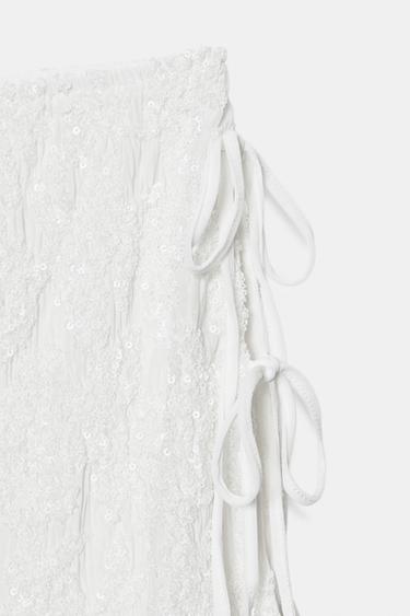 MINI SEQUIN SKIRT WITH BOWS - White by Zara - Image 6