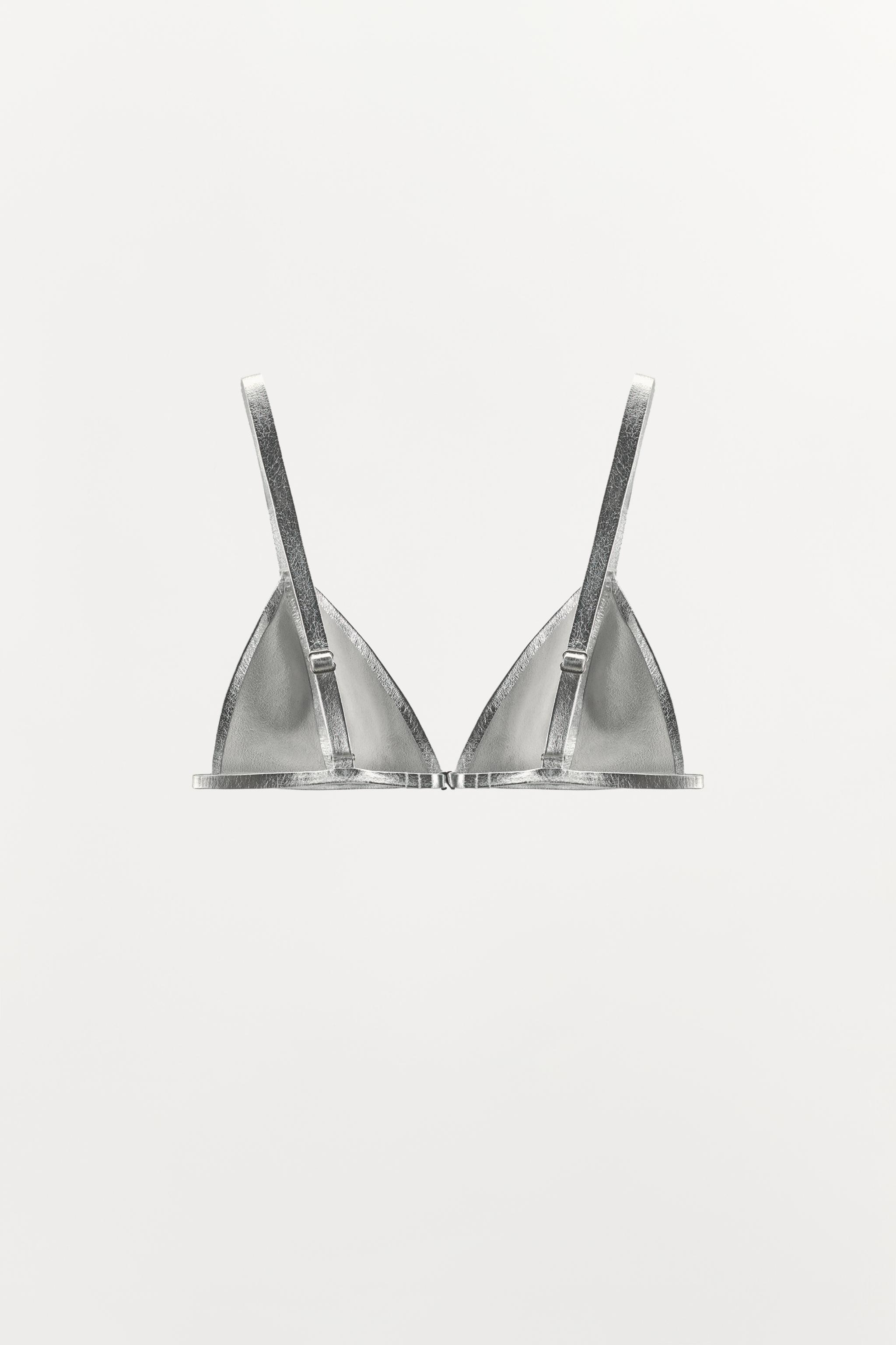 100% LEATHER METALLIC BRA