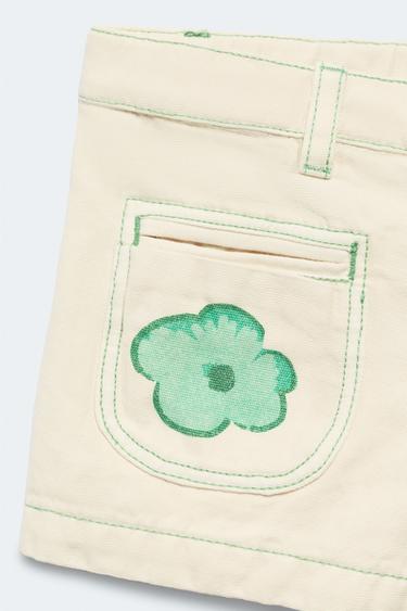 2-14 YEARS / LIMITED EDITION FLORAL TOPSTITCHED SHORTS - Printed by Zara - Image 2