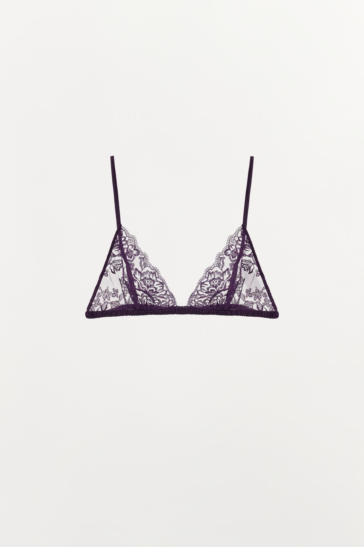 LACE TRIANGLE BRA — Violet