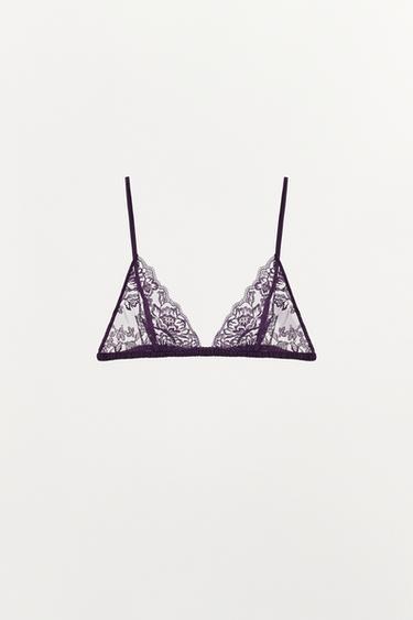LACE TRIANGLE BRA - Violet by Zara