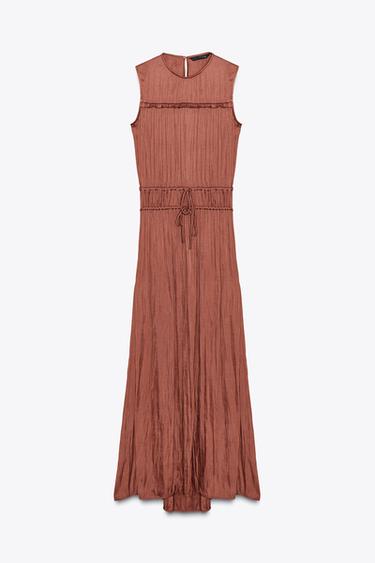 ROBE MIDI SATINÉE VOLANT DOS - MARSALA de Zara - Image 6