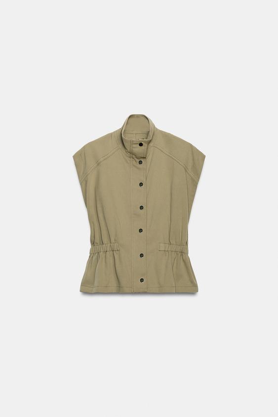 WAISTCOAT WITH METAL BUTTONS - Khaki by Zara - Image 0