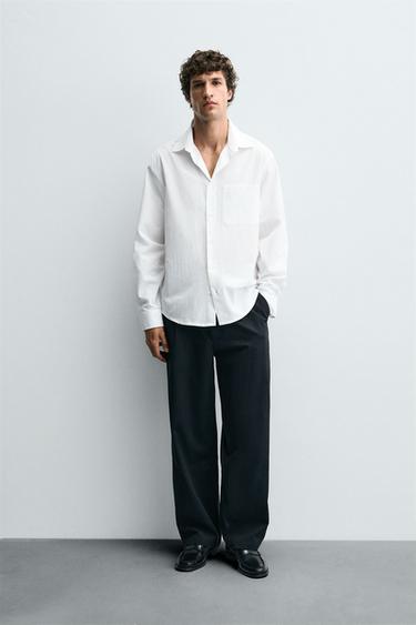 Zara CRINKLED EFFECT SHIRT - White