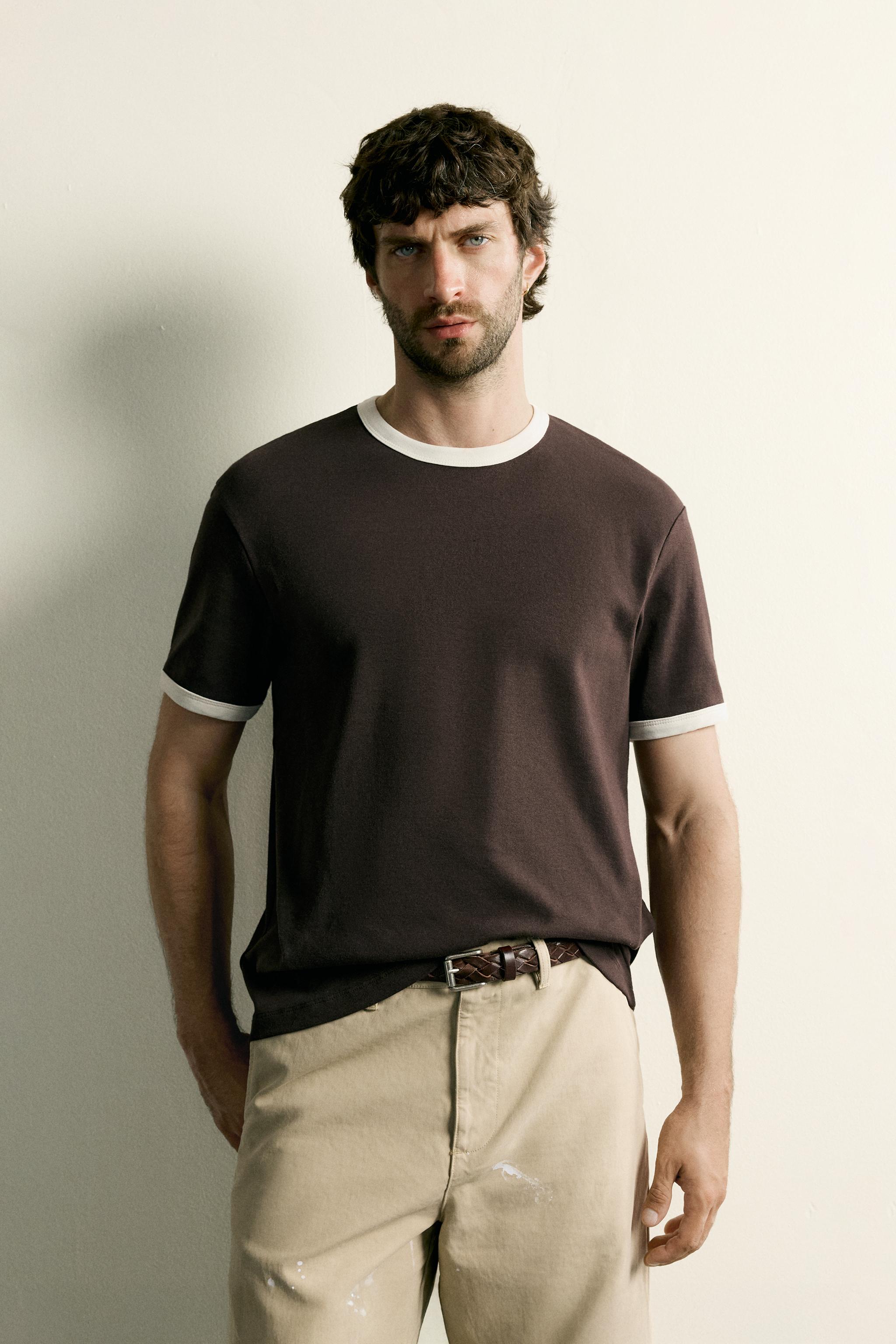 BASIC CONTRAST RIB T-SHIRT