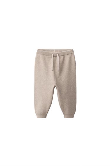 Zara KNIT JOGGER PANTS - taupe brown