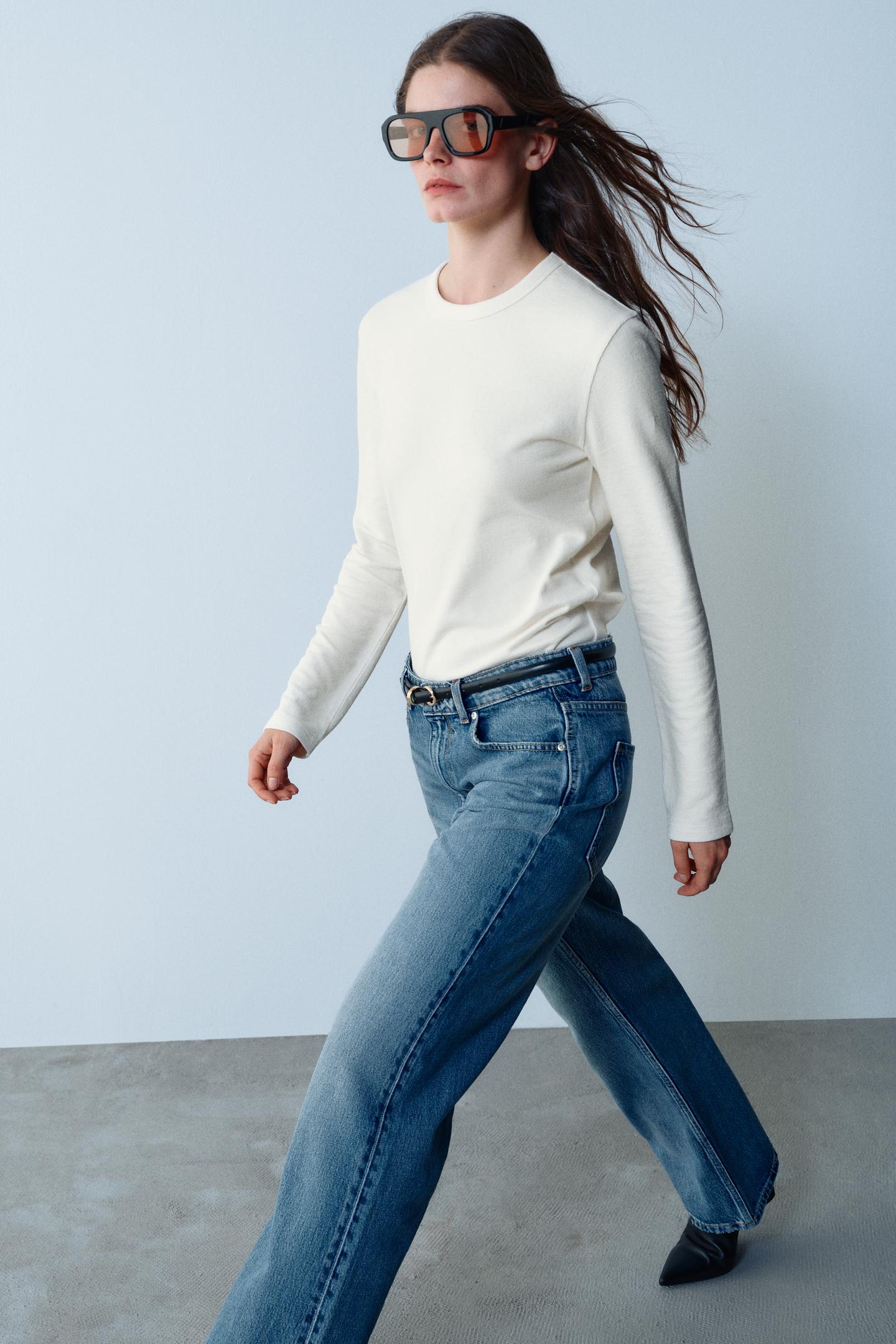 Женская футболка Zara Crew Neck, цвет: Экрю — фото 3