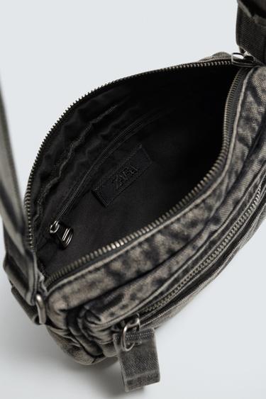 WASHED-EFFECT DENIM CROSSBODY BAG - Grey by Zara - Image 5