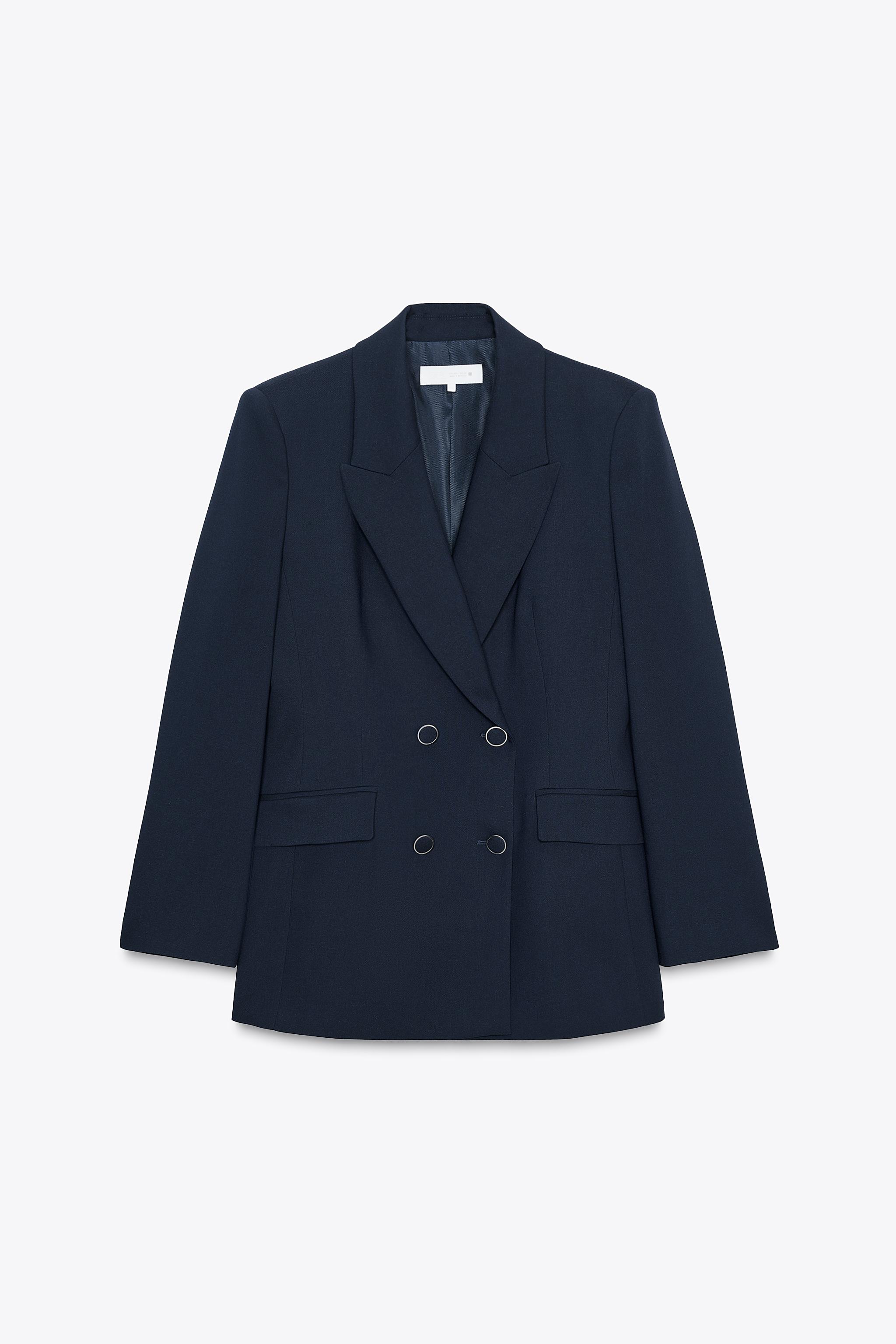 DOUBLE-BREASTED BUTTON BLAZER - Navy blue | ZARA New Zealand