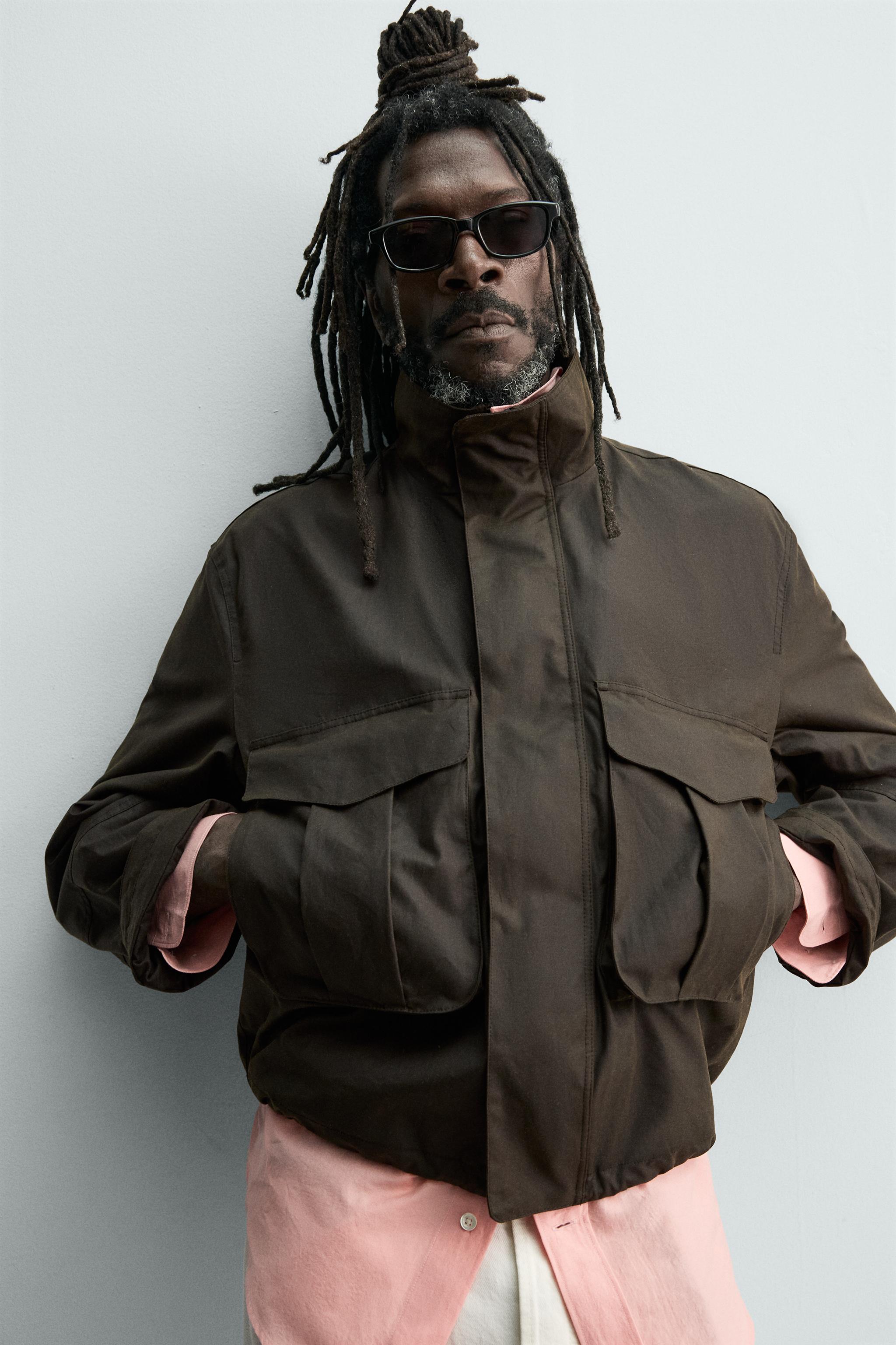 AARON LEVINE X ZARA ワックス加工クロップドジャケット - ブラウン