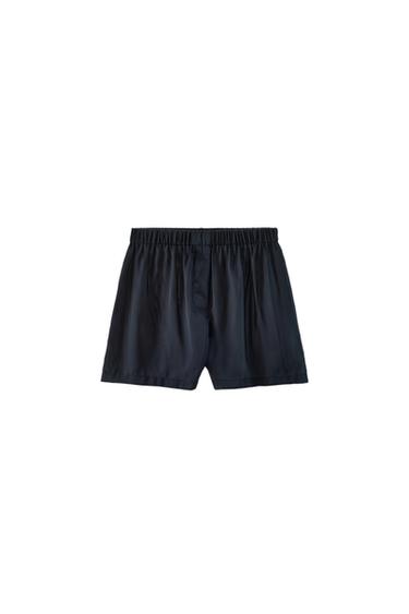 PLAIN SATIN SHORTS - Midnight blue by Zara