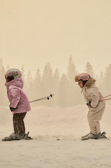 LONG FAUX FUR HOODIE WATER-RESISTANT AND WINDPROOF RECCO® SYSTEM SKI COLLECTION - Ecru by Zara