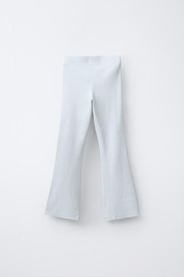 HEAVY WEIGHT T-SHIRT AND WASHED-EFFECT RIBBED FLARE LEGGINGS SET - Pearl grey by Zara - Image 4