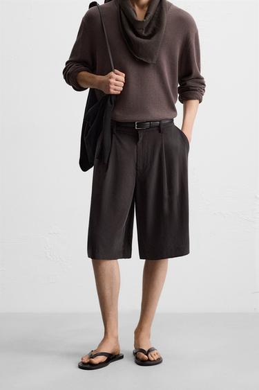 BERMUDA PLIS WIDE FIT - Chocolat de Zara - Image 1