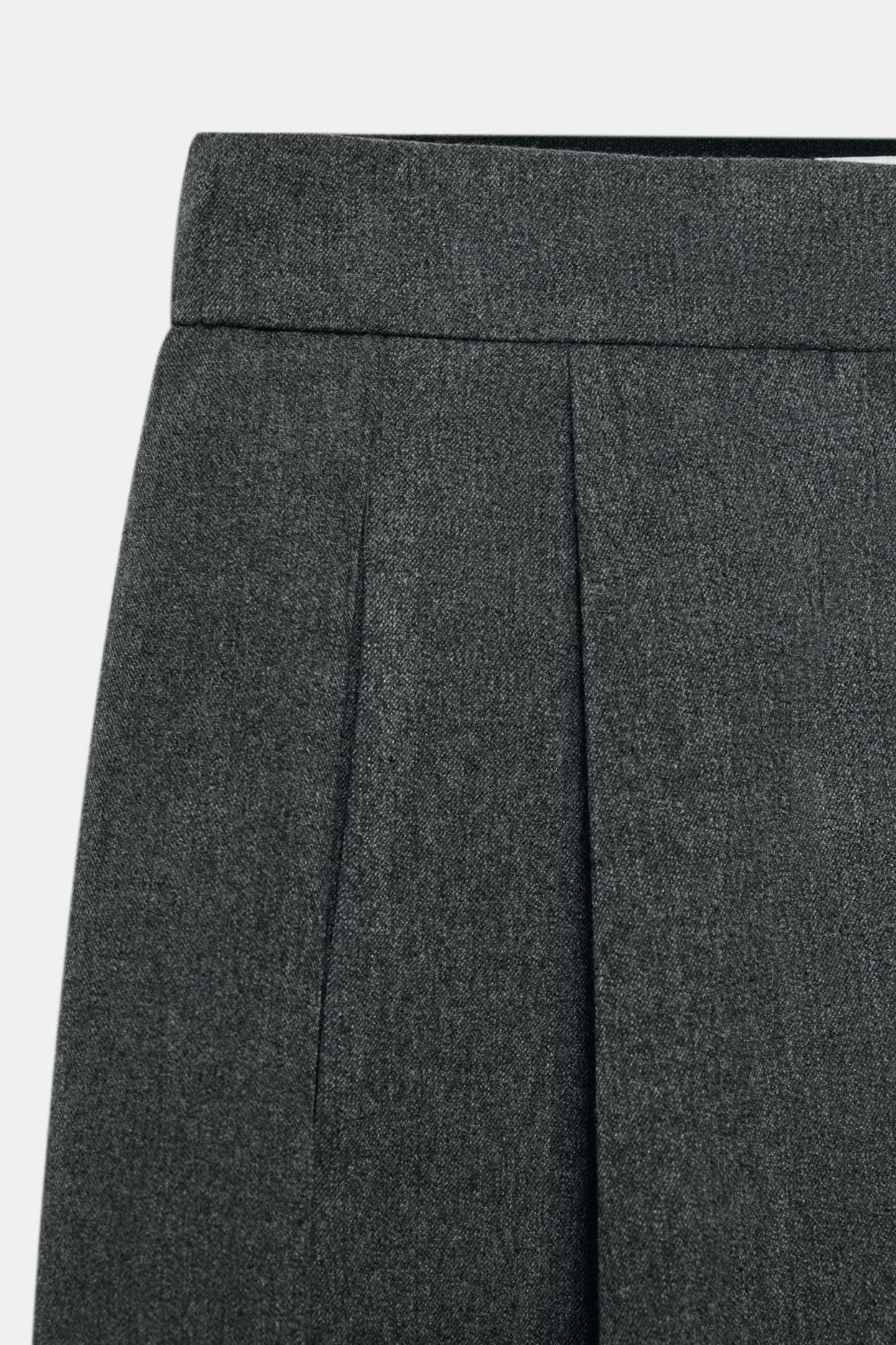 Женские брюки Zara Elastic Waist Pleated, цвет: Серый меланжевый — фото 9