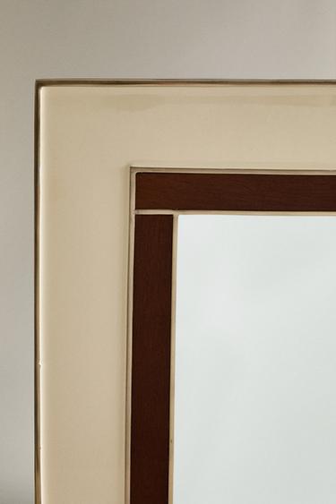 RESIN AND WOOD WALL MIRROR X COLLAGERIE - Green / Ecru by Zara - Image 1