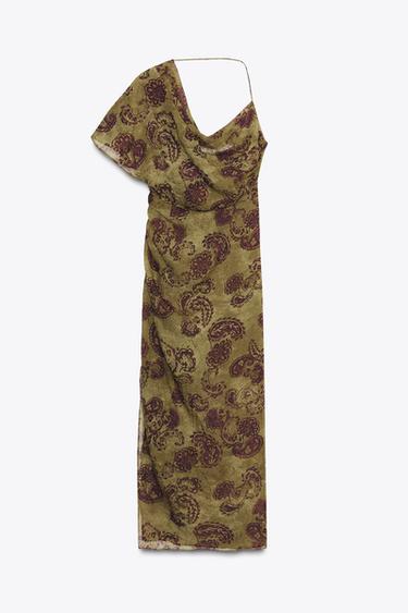 ASYMMETRIC PRINTED MIDI DRESS - Multicoloured by Zara - Image 6