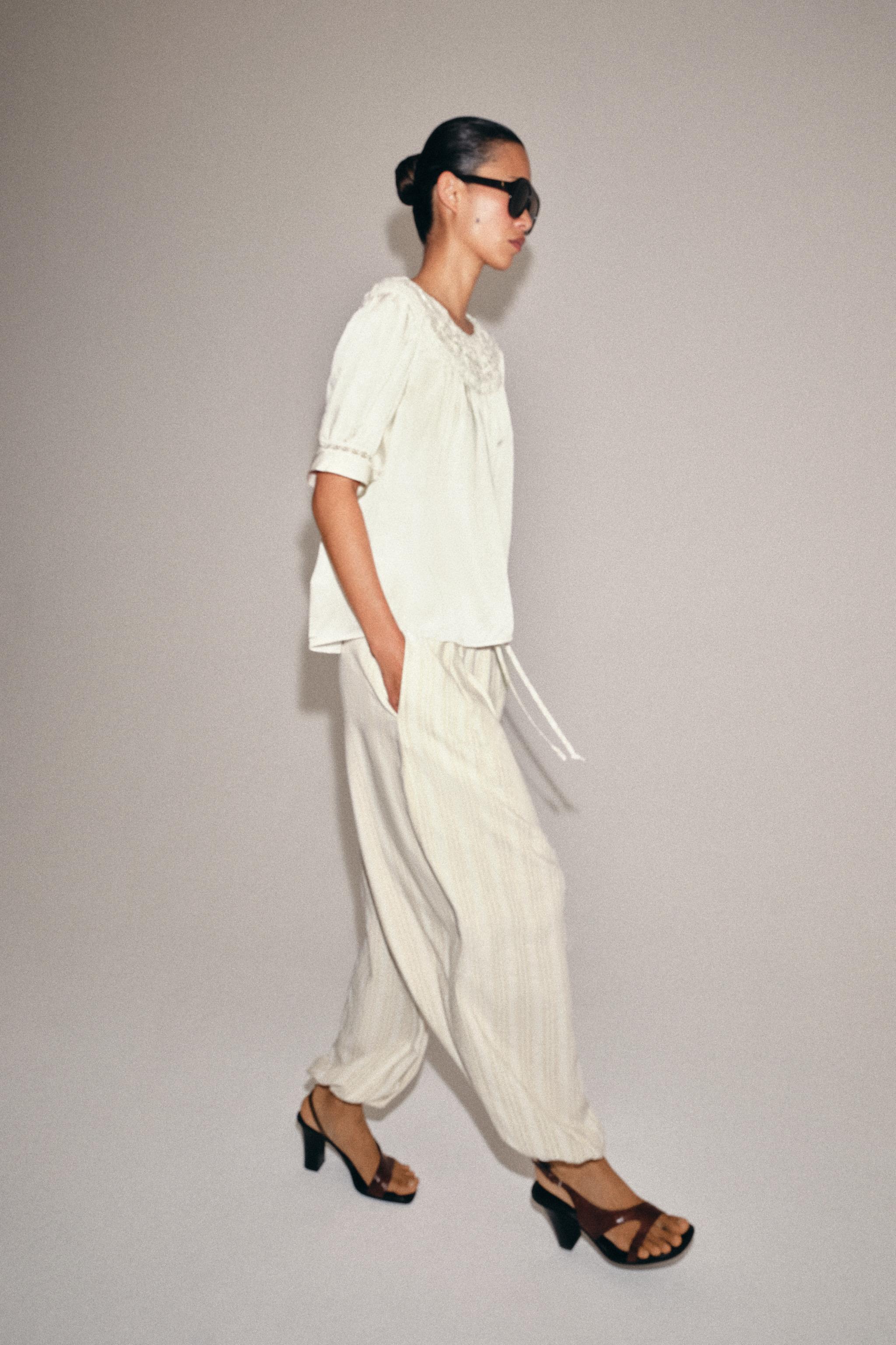 Женские брюки Zara STRIPED BALLOON PANTS ZW COLLECTION — фото 3