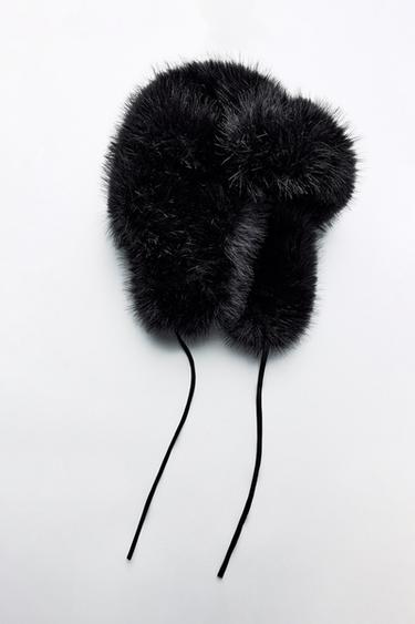 BONNET AVIATEUR EFFET FOURRURE - Noir de Zara - Image 5
