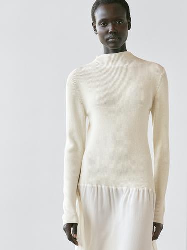 Zara Knit dress with matching detail - Ecru