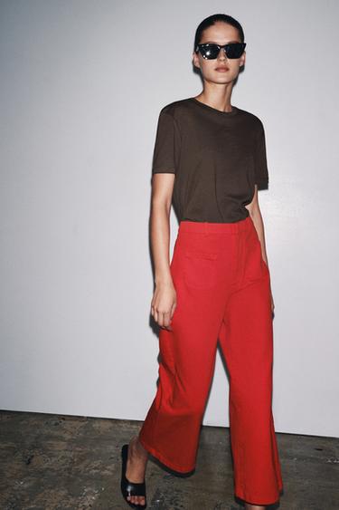 PANTALON TAILLE HAUTE ÉDITION LIMITÉE - Rouge de Zara