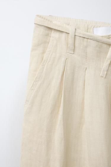 PANTALON 100 % LIN À PLIS - Bis de Zara - Image 2