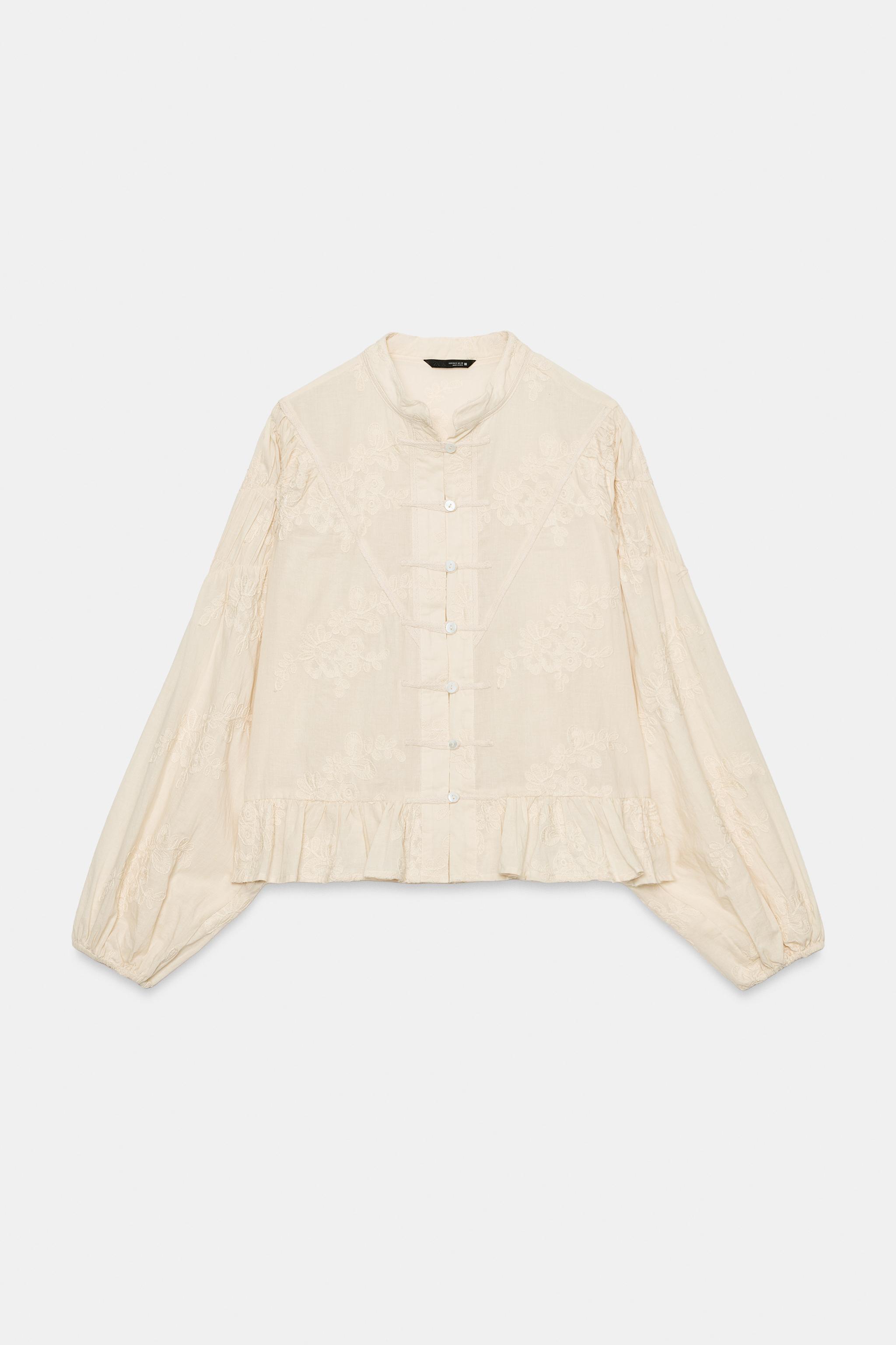 Zara İşlemeli Süslü Düğmeli Bluz görsel 6