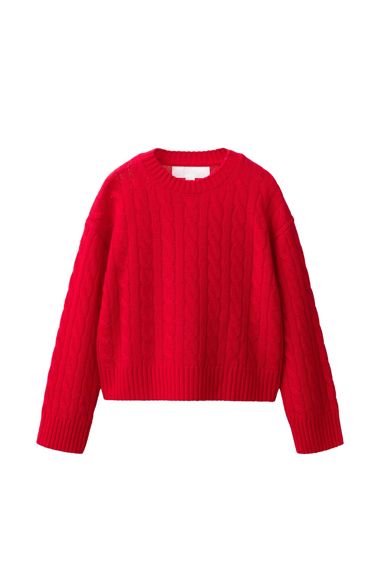 100% WOOL CABLE-KNIT JUMPER