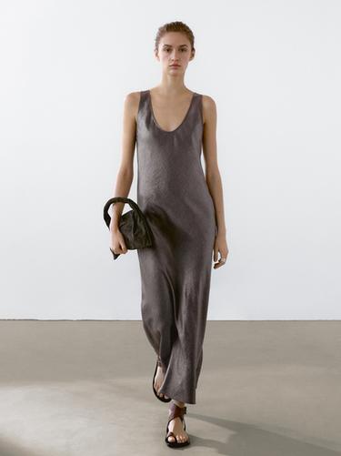 Zara Linen blend midi dress - Silver