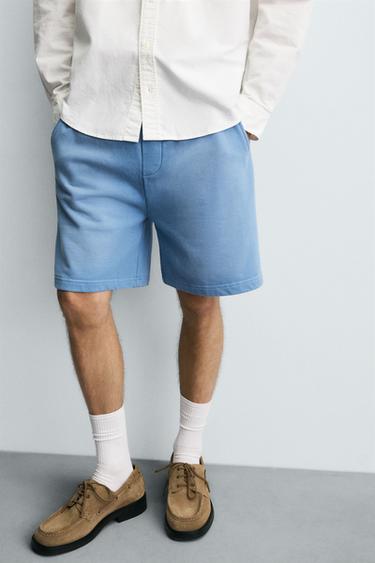 SPRAY WASHED BERMUDA SHORTS - Light blue by Zara