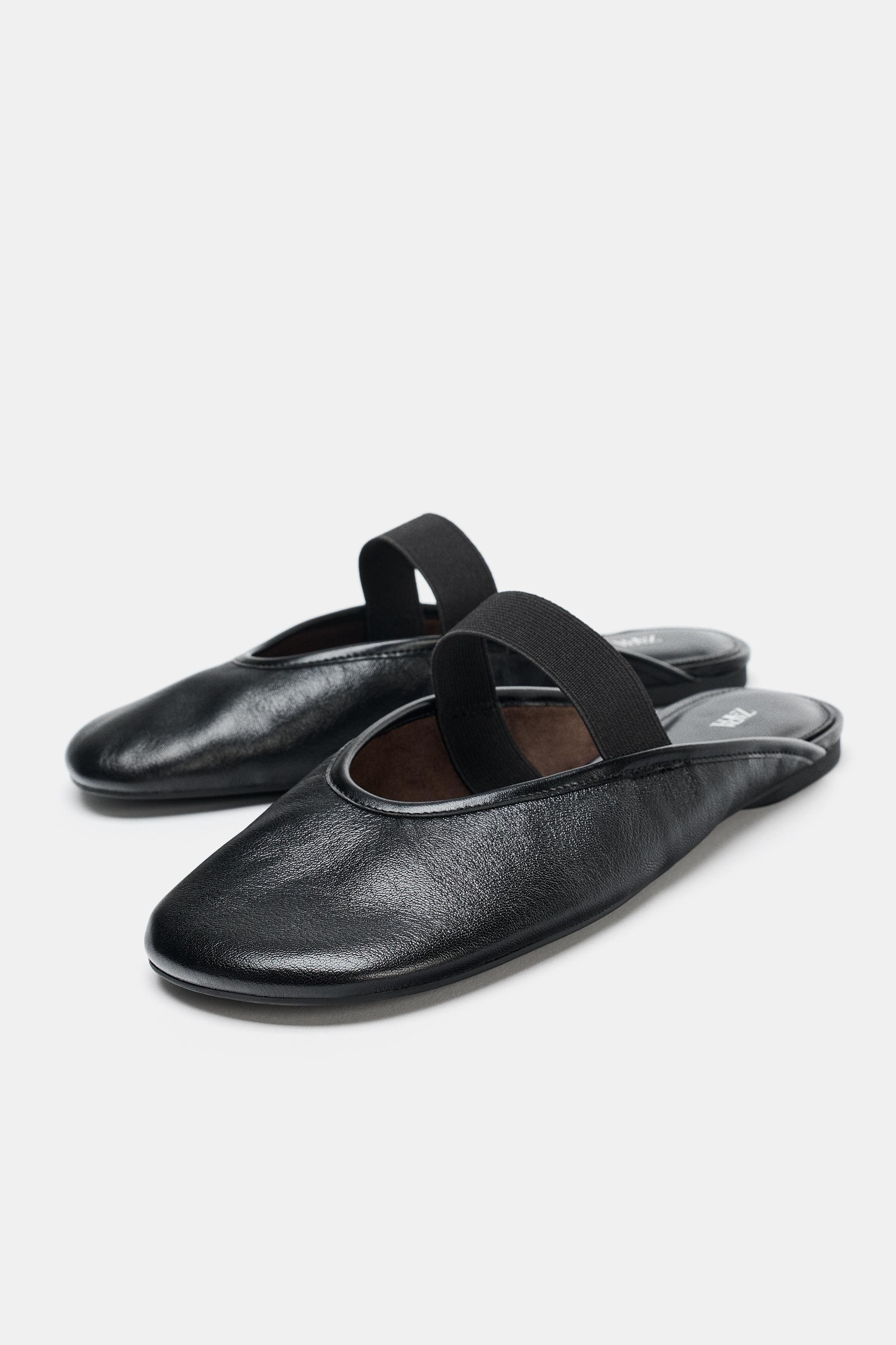 LEATHER SLINGBACK BALLET FLATS