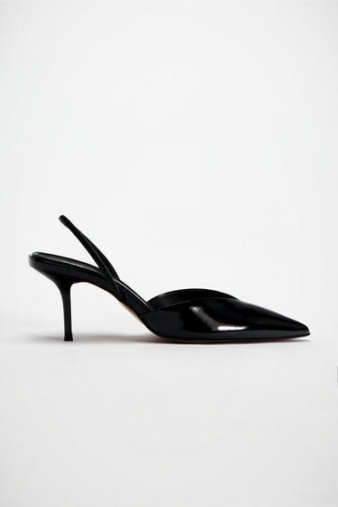 PATENT-EFFECT SLINGBACK SHOES - Black by Zara