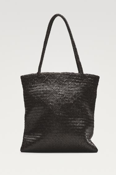 Medium braided nappa leather tote bag — Brown 3