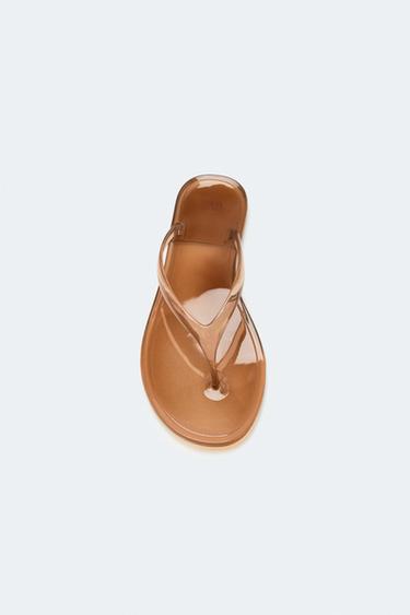 LIMITED EDITION JELLY FLAT SANDALS - Brown by Zara