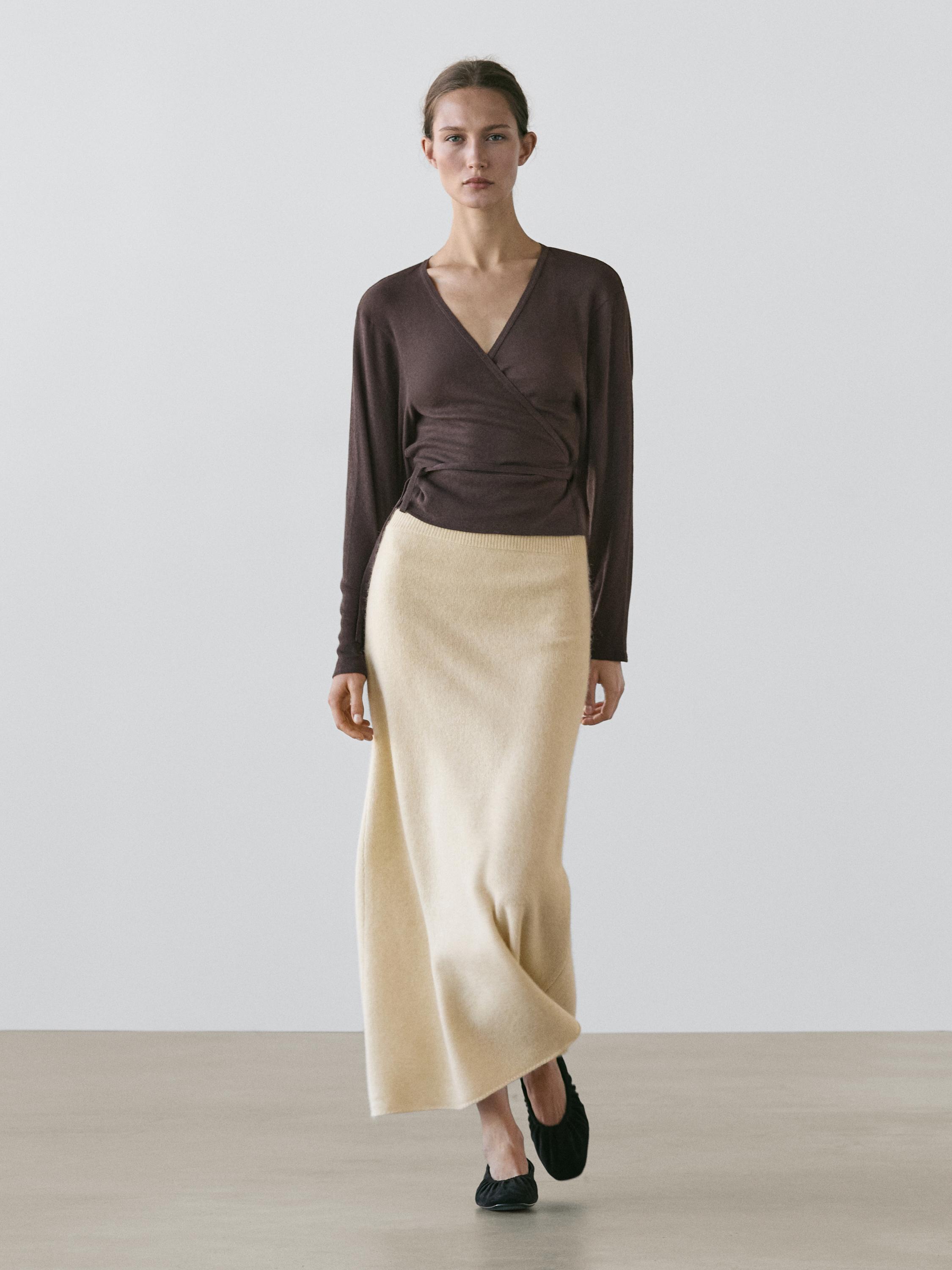 Knit alpaca and wool midi skirt