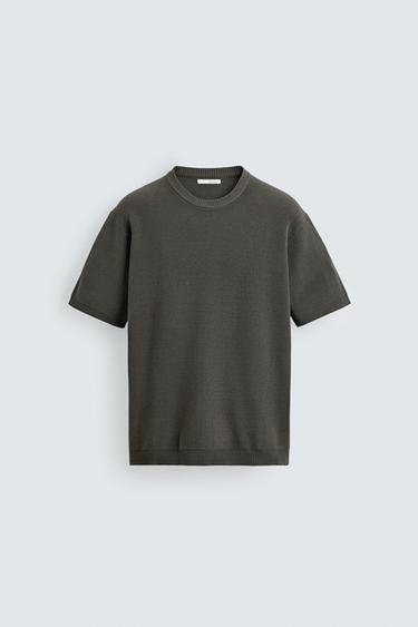 PURL KNIT T-SHIRT - Dark grey by Zara