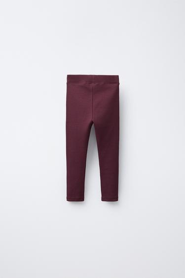 LEGGING CÔTELÉ À ÉTIQUETTE - Aubergine foncé de Zara - Image 1